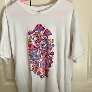 Spooky halloween skeleton floral t-shirt short sleeve